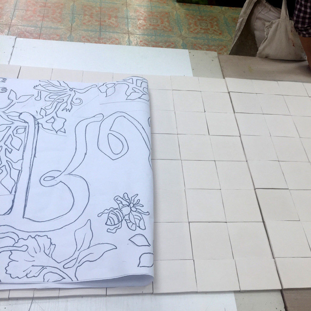 Reproduction de la maquette sur les carreaux