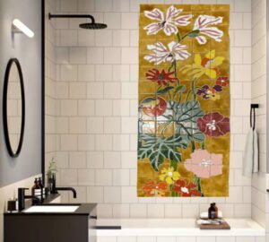 Carreaux de céramique murale artisanale Panneau mural de baignoire dans une salle de bain design carreaux de céramique artisanale