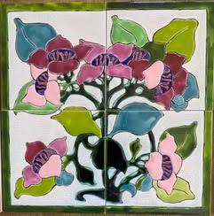 Carreau céramique floral façade Vaucresson