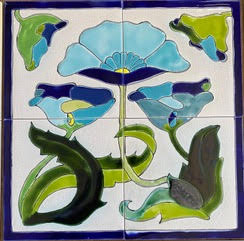 Carreau céramique peint à la main motif floral