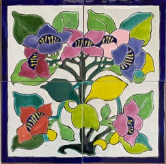 Carreau céramique motif floral Art Nouveau