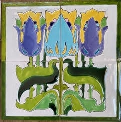 Carreau céramique floral Art Nouveau pour façade Vaucresson