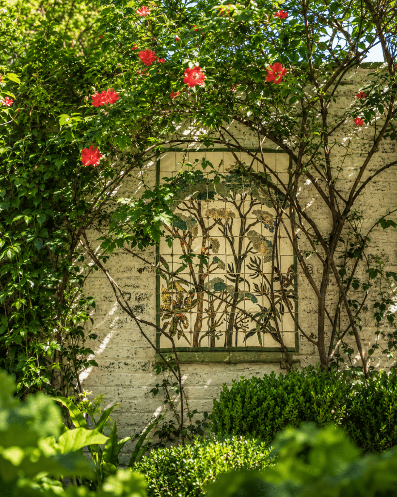 Fresque jardin, carrelage décoratif en céramique émaillée